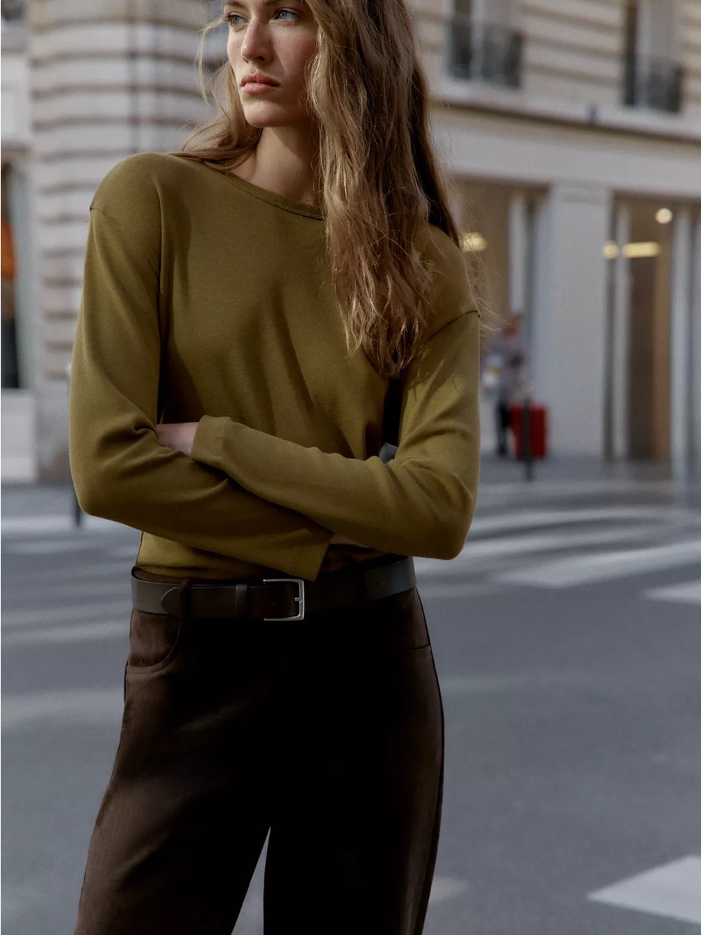 Zara Rib Knit Long Sleeve T Shirt
